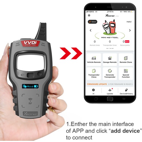 Global Version Xhorse VVDI Mini Key Tool Remote Renew Programmer Test Frequency Collect Data