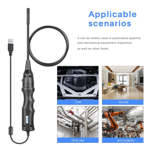 Xtool XV100 HD Flexible Snake Inspection Videoscope Connect with XTOOL D8/X100 PAD3/A80 USB 3.0 1080P IP67 Waterproof 8 LEDs adjustable