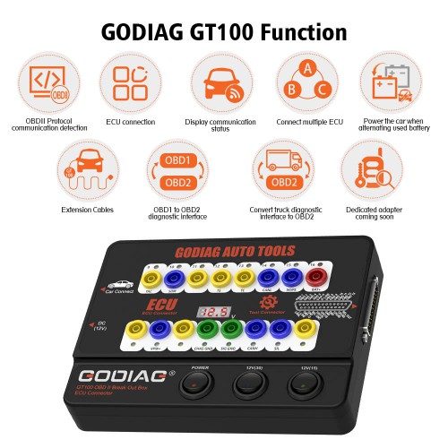 GODIAG GT100 OBDII 16PIN Protocol Detector Breakout ECU Connector Compatible with LAUNCH, AUTEL,XHORSE, VXDIAG etc.