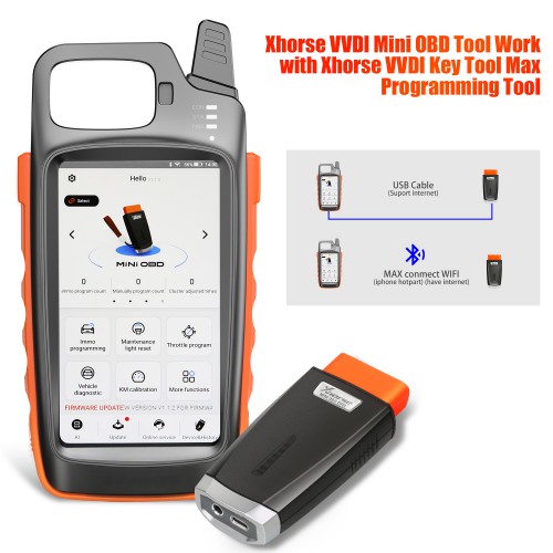 Xhorse VVDI Key Tool Max with VVDI MINI OBD Tool send 1 free Renew Cable