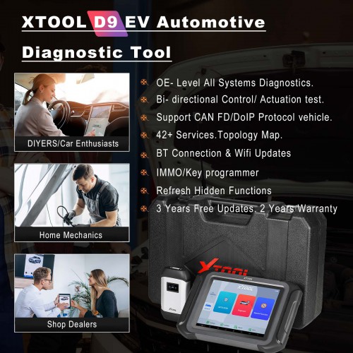 2024 XTOOL D9 EV Electric Vehicles Diagnostic Tablet Support DoIP and CAN-FD For Tesla For BYD With Battery Pack Detection