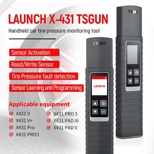 LAUNCH X431 TSGUN TPMS Tire Pressure Detector, Activate/Relearn/Program Sensors,TPMS Diagnostic Tool Work with X431 V/V+/PRO3S+/PAD V/PAD VII/Pro5
