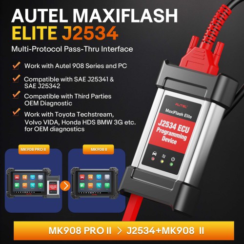 2024 Original Autel MaxiCOM MK908 Pro II Full System Diagnostic Tool with J2534 Box Support ECU Coding and Programming