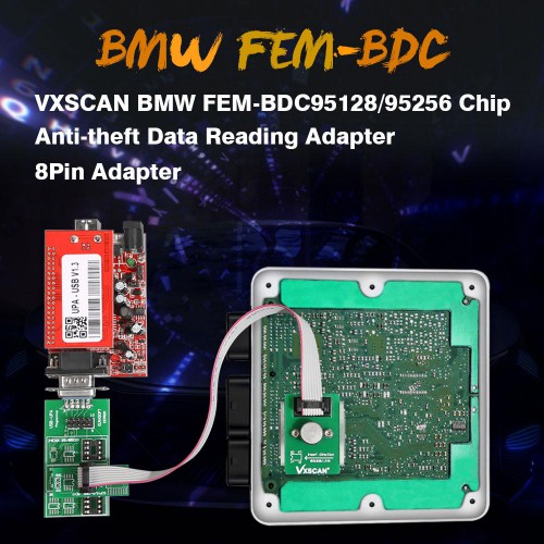 VXSCAN 8Pin Adapter BMW FEM-BDC 95128/95256 Chip Anti-theft Data Reading Adapter Work with VVDI Prog/CG Pro 9S12/Orange5