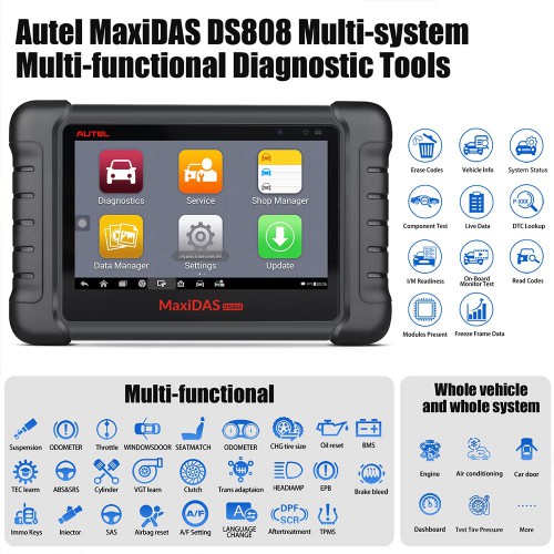 [EU Ship No Tax] Original Autel MaxiDAS DS808K Tablet Diagnostic Tool Full Set Support Injector Coding Update Online