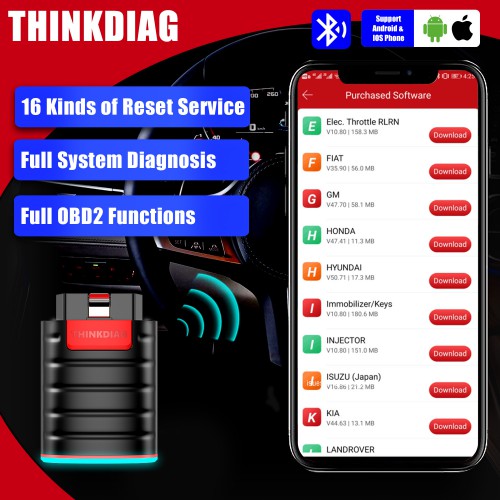 Thinkcar ThinkDiag Full Pro OBD2 Connector with All Car Brands +Special Functions Activation License+ 1 Year Update Subscription