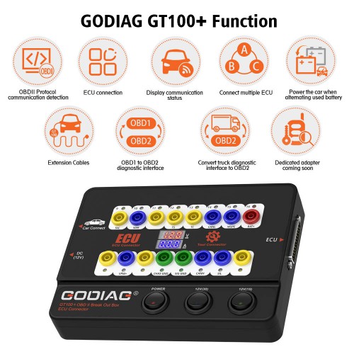 Hotseller Godiag GT100+ GT100 Pro OBDII Breakout Box ECU Bench Connector with Electronic Current Display