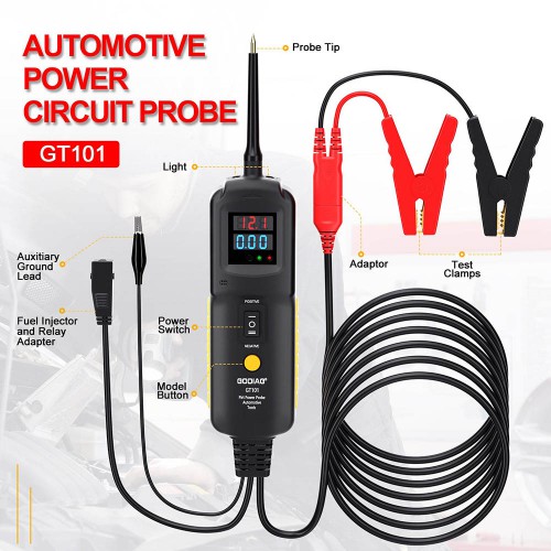 [EU Ship] GODIAG GT101 PIRT Power Probe DC 6-40V Vehicles Electrical System Diagnosis/Fuel Injector Cleaning/Testing/ Current Detection/Relay Test