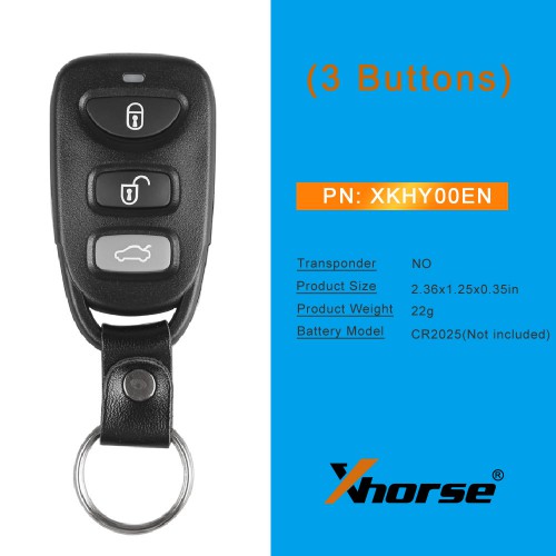 [No Tax] Xhorse XKHY00EN Hyundai Type Wired Universal Remote Key 3 Buttons English Version 5 pcs/lot
