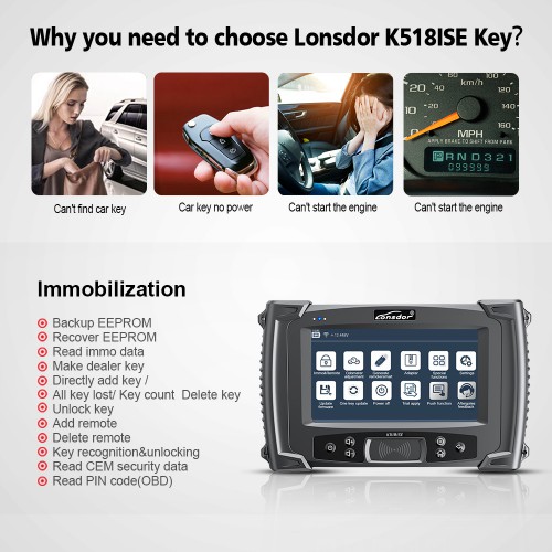 [No Tax] Lonsdor K518ISE Key Programmer Support VW 4th 5th IMMO& BMW FEM/EDC & Toyota H Chip Key Obtain Free Lonsdor LT20 Series Keys