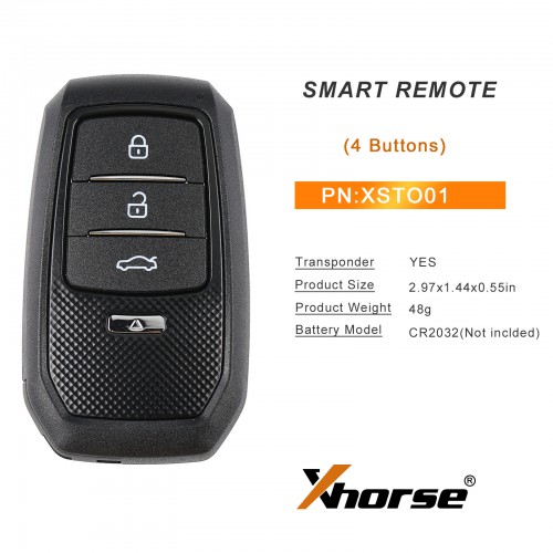 [No Tax] Xhorse XSTO01EN Smart Remote Key Toyota XM38 4D 8A 4A All in One 4 Buttons Key English