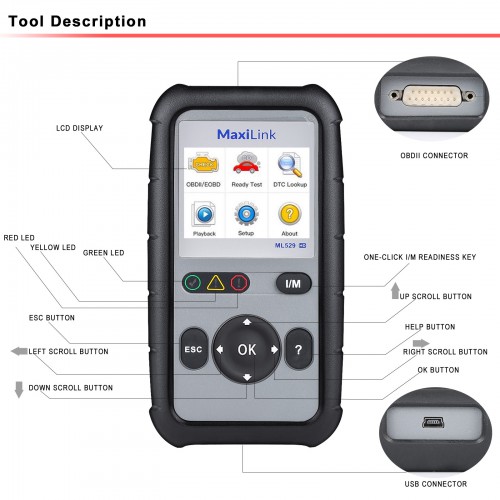 [No Tax] Autel MaxiLink ML529HD Heavy Duty Truck Diagnostic Scan Tool Code Reader with Mode 6, One-Key Ready Test