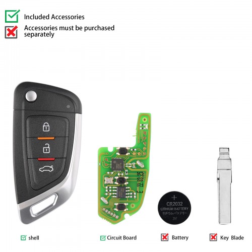 [EU Ship No Tax]XHORSE XKKF02EN Universal Remote Car Key with 3 Buttons for VVDI Key Tool (English Version) Get 25 Bonus Points for Each Key