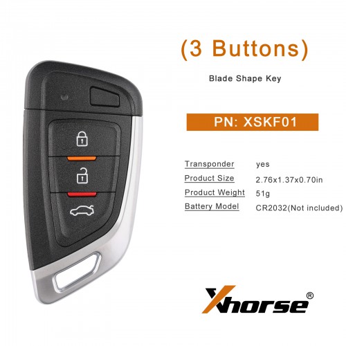 [EU Ship No Tax] 5pcs/lot Xhorse XSKF01EN Universal Smart Remote Key 3 Buttons Knife Style Key Blank Inside Get 60 Bonus Points 5pcs/Lot