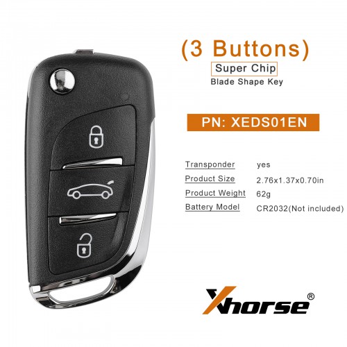 Xhorse XEDS01EN DS Style 3 Buttons Super Remote Work on all ID as the Super Chip 5pcs/lot Get Free 40 Bonus Points when First Using