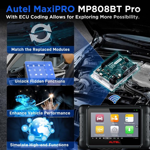 Autel MaxiPRO MP808BT Pro Bi-Directional Control Diagnostic Scan Tool Upgrade of MS906 MP808 DS808, ECU Coding Refresh Hidden,30+ Service & FCA Access