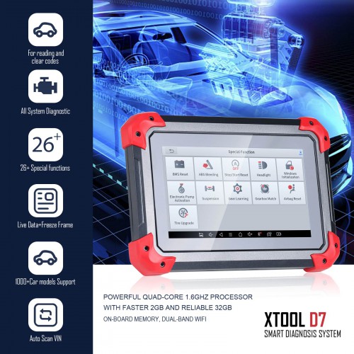 2024 Newest XTOOL D7 Automotive All System Diagnosis Tool Code Reader Key Programmer Auto Vin OBDII Scanner 3 Years Free Update Online