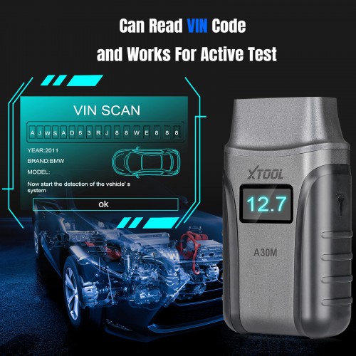 XTOOL Anyscan A30M Wireless OBD2 Scanner for iOS/Android Bi-Directional Scan Tool with OE-Level System Upgraded Ver. of XTOOL A30, A30D