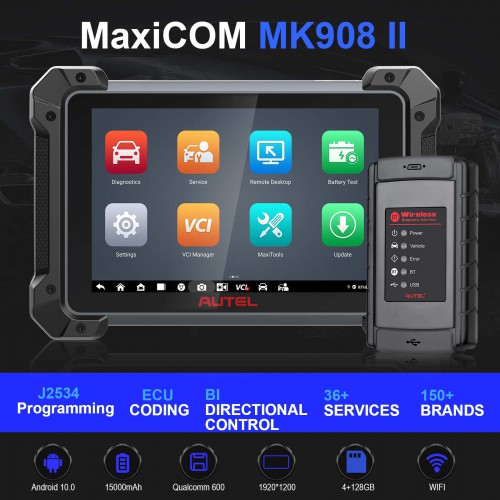 2024 Original Autel MaxiCOM MK908 II All System Diagnostic Tool Support ECU/Key Coding Updated Version of Maxisys MS908