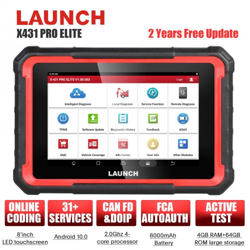 2023 EU Version Launch X431 PRO ELITE Auto Full System Car Diagnostic Tools CAN FD OBD2 Scanner With 37+ Reset Service Functions Better than X431 V