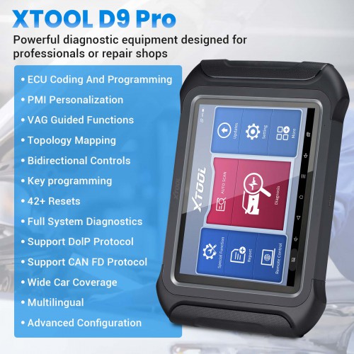 XTOOL D9 Pro Diagnostic Scan Tool With Topology Map CAN FD&DoIP Online ECU Programming&Coding Bi-Directional Control 3 Years Update