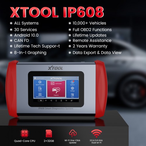 XTOOL InPlus IP608 Advanced Comprehensive Diagnostic Tool Support CAN-FD Protocol 30+ Reset Functions Lifetime Free Update