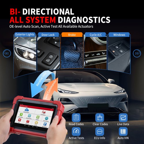 EU Version LAUNCH X431 CRP919X BT CANFD DIOP ALL System Diagnostic Tools CANFD ECU Coding Active Test AF IMMO 31 Resets OBD2 Scanner