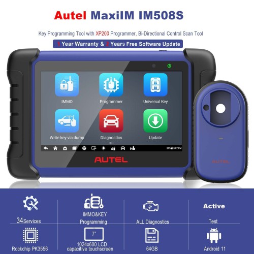 EU Version 2024 Autel MaxiIM IM508S (Upgraded IM508) Key Fob Programming Tool Read/Write EEPROM MCU Autoscan Bi-Directional Diagnostic No IP Block