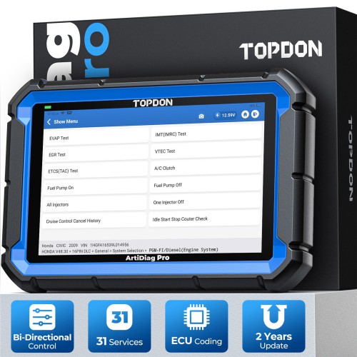 TOPDON ArtiDiag Pro Full System Diagnostic Tool 31 Maintenance Services ECU Coding Bi-Directional Control for 100+ Makes