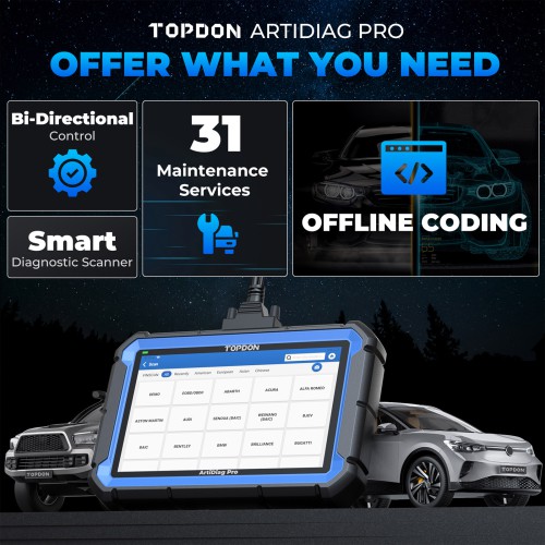 TOPDON ArtiDiag Pro Full System Diagnostic Tool 31 Maintenance Services ECU Coding Bi-Directional Control for 100+ Makes