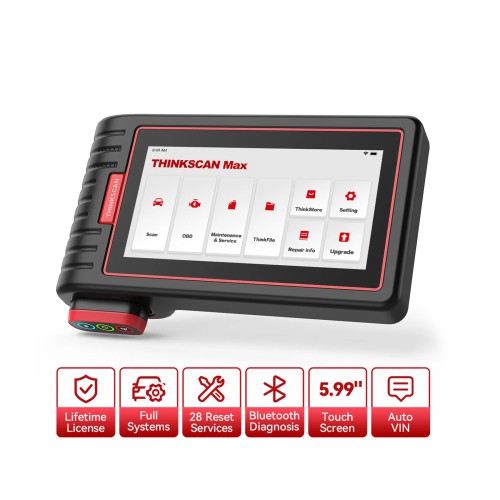 Thinkscan Max All System Car Diagnostic Scan Tool for All Vehicles with 28 Maintenance Functions, AutoVIN/EPB/BMS/SAS/ABS Bleeding/Oil/Injector/TPMS