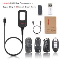 2023 Launch X431 Key Programmer + Super Chip + 4 Sets of Smart Keys Work With X431 IMMO Plus/ X431 IMMO Elite/ PAD VII/ PAD V